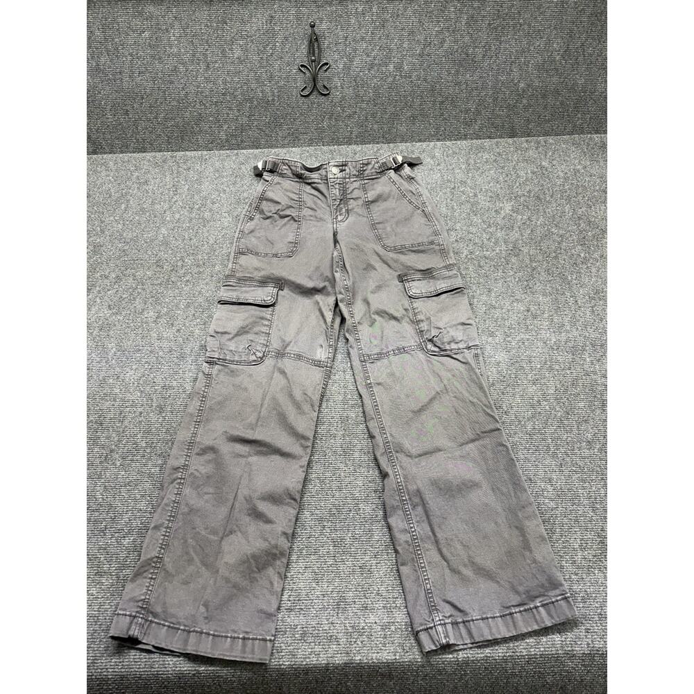 Hollister Low Rise Baggy Cargo Pants Women’s Size 000R Gray Grunge Distressed